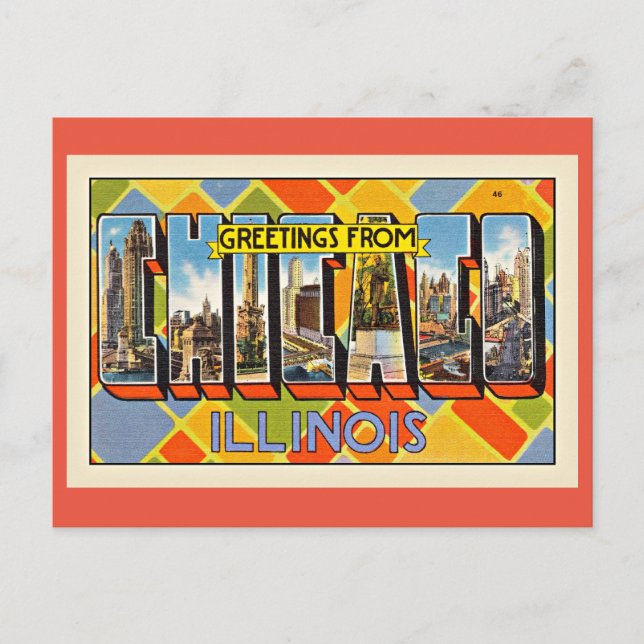 Grüße aus Chicago, Illinois Einladungspostkarte (Vorderseite)
