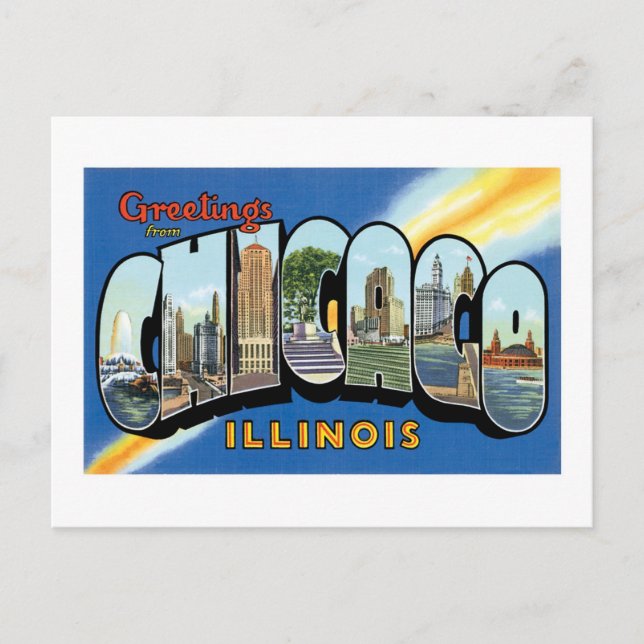 Grüße aus Chicago, Illinois! Postkarte (Vorderseite)
