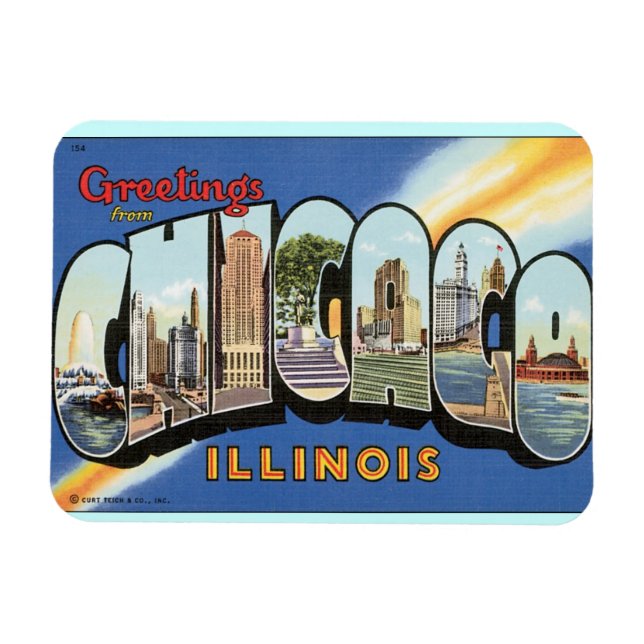 Grüße aus Chicago USA Reise Magnet (Horizontal)