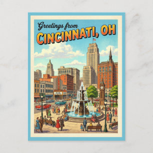 Grüße aus Cincinnati Ohio Fountain Square Postkarte