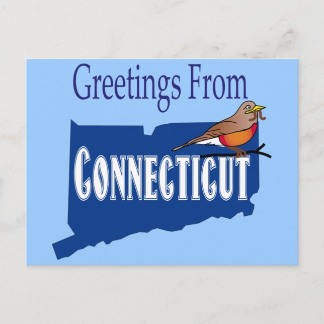 Grüße aus Connecticut American Robin Staat Einladungspostkarte (Vorderseite)