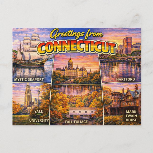 Grüße aus Connecticut Postkarte (Vorderseite)