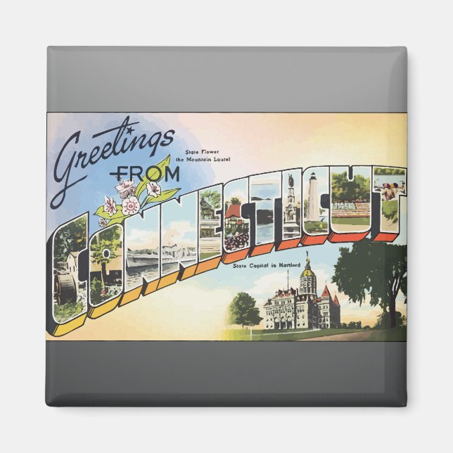 Grüße aus Connecticut, Vintag Magnet (Vorne)