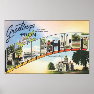 Grüße aus Connecticut, Vintag Poster