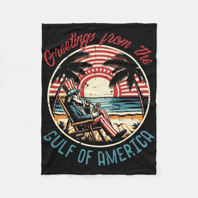 Grüße aus dem Golf von Amerika Onkel Sam m Fleecedecke (Vorderseite)