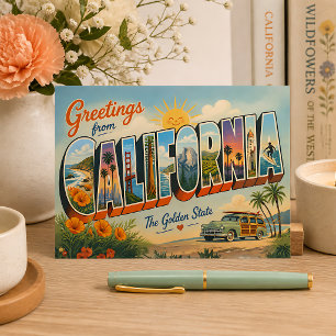Grüße aus dem kalifornischen Retro Postkarte