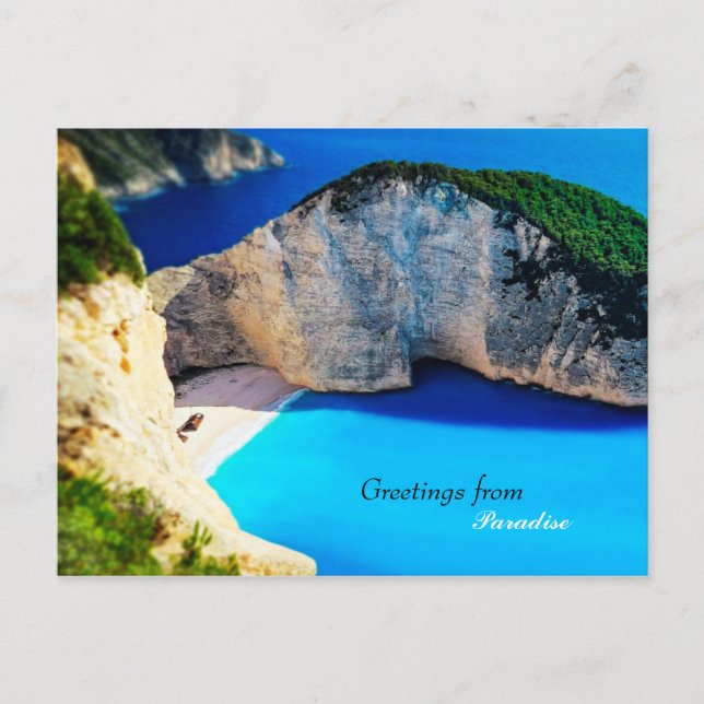 Grüße aus dem Paradies Postkarte (Vorderseite)