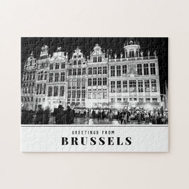 Grüße aus dem Schwarz-Weiß-Foto von Brüssel (Horizontal)
