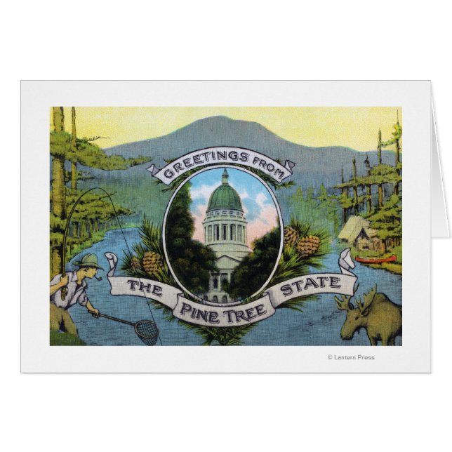 Grüße aus dem Staat Pine Tree, Landschaftlich (Vorderseite (Horizontal))