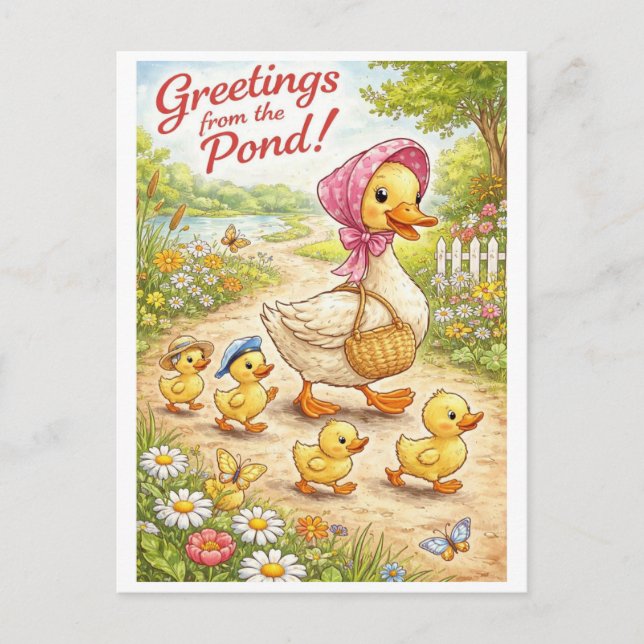 Grüße aus dem Teich! Postkarte (Vorderseite)