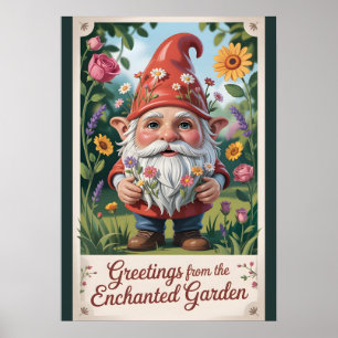 "Grüße aus dem verzauberten Garten" Gnom Poster