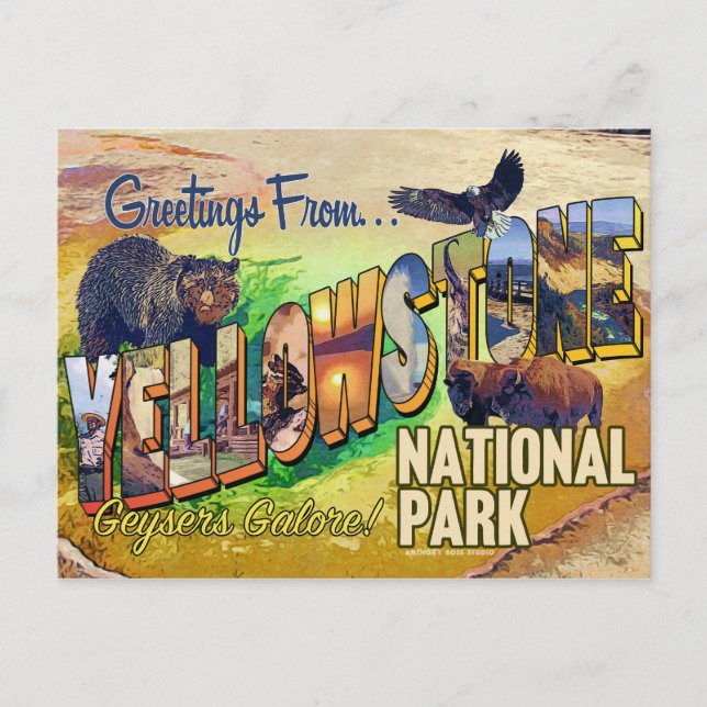 Grüße aus dem Yellowstone-Nationalpark Postkarte (Vorderseite)