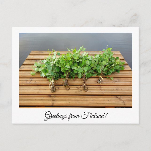Grüße aus der finnischen Sauna Postkarte (Vorderseite)