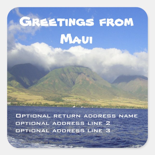 Grüße aus der Maui-Rücksendeadresse Quadratischer Aufkleber (Vorderseite)