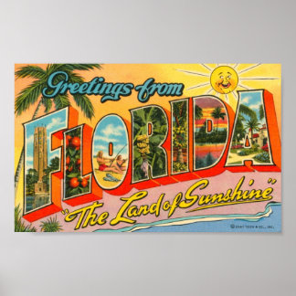 Grüße aus der Vintagen Postkarte von Florida Poster