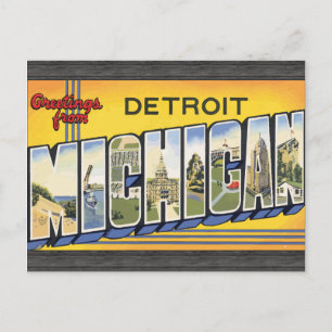 Grüße aus Detroit Michigan, Vintage Postkarte