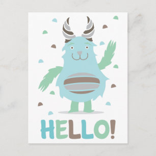 Grüße aus einem freundlichen blauen Monster Postkarte