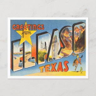 Grüße aus El Paso, Texas Vintage Travel Postkarte
