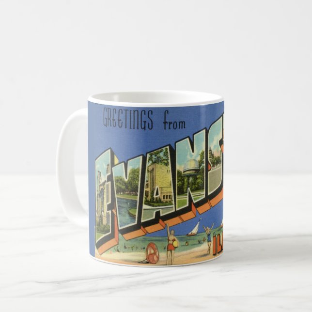 Grüße aus Evanston ILL.  Kaffeetasse (Vorderseite Links)