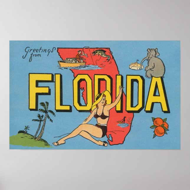 Grüße aus Florida (Blau) Poster (Vorne)