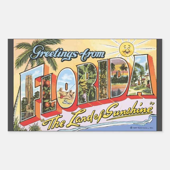 Grüße aus Florida "Das Land der Sonne", Vin Rechteckiger Aufkleber (Vorderseite)