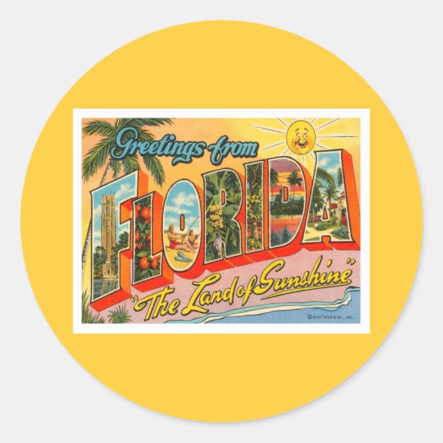 Grüße aus Florida Runder Aufkleber (Vorderseite)