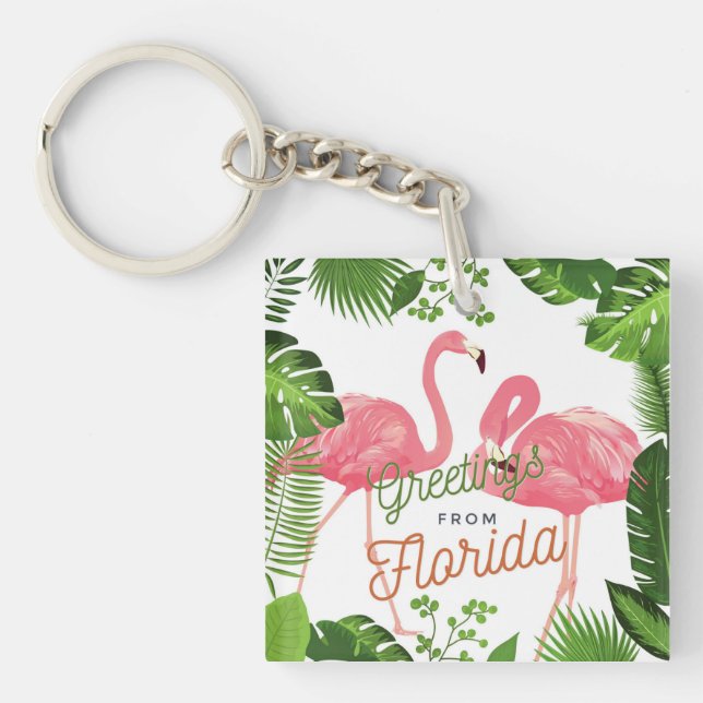 Grüße aus Florida, tropisches Design Schlüsselanhänger (Vorderseite)