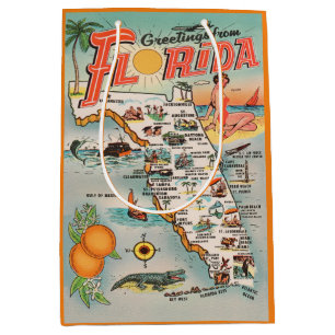 Grüße aus Florida Vintage Reiseplan Mittlere Geschenktüte