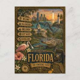 Grüße aus Florida | Vintage Retro Kunst Postkarte