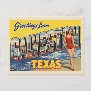 Grüße aus Galveston Texas Vintage Postkarte