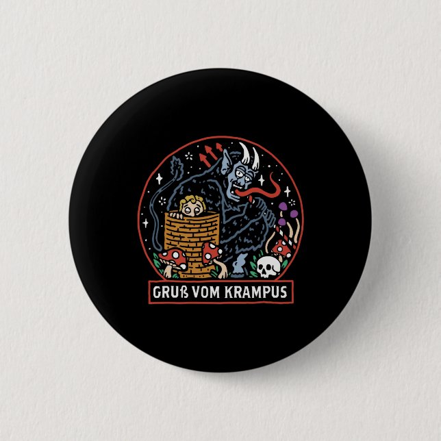 Grüße aus Gruss Vom Krampus Weihnachtsfest Button (Vorderseite)