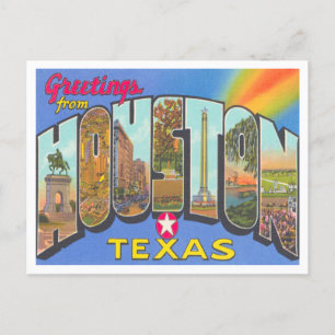 Grüße aus Houston, Texas Vintage Reise Postkarte