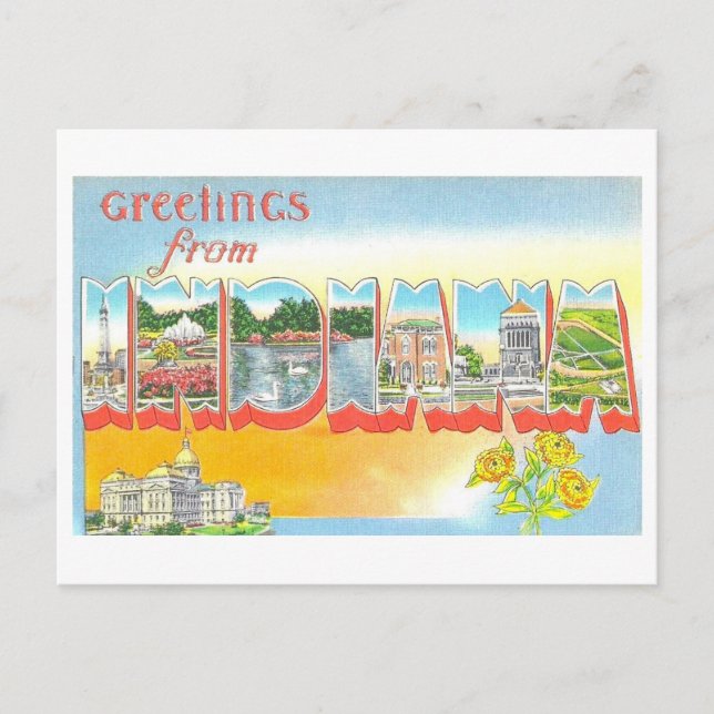 Grüße aus Indiana Vintag Postkarte (Vorderseite)