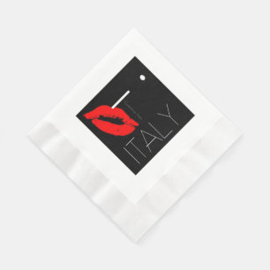 Grüße aus Italien Roter Lipstick Kiss Serviette