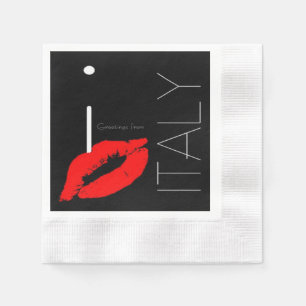 Grüße aus Italien Roter Lipstick Kiss Serviette