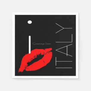 Grüße aus Italien Roter Lipstick Kiss Serviette