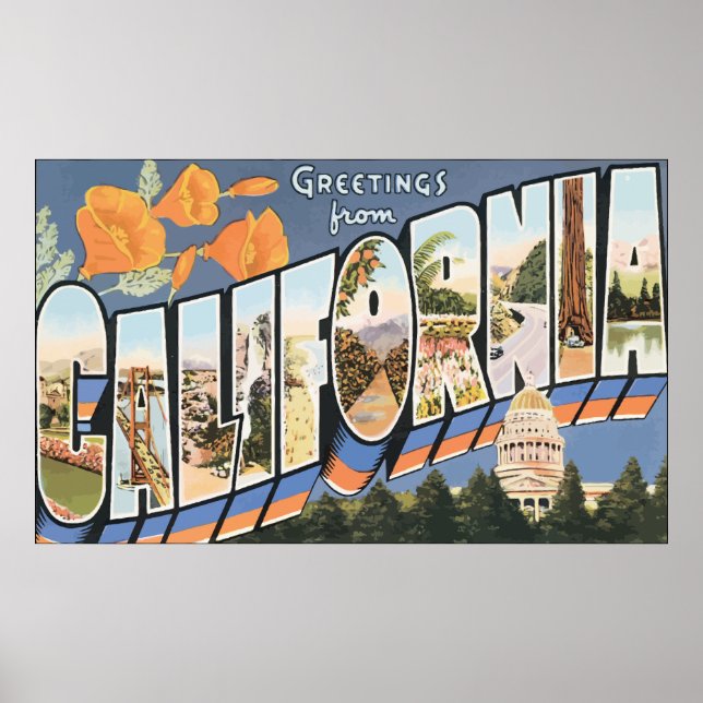 Grüße aus Kalifornien, Vintag Poster (Vorne)