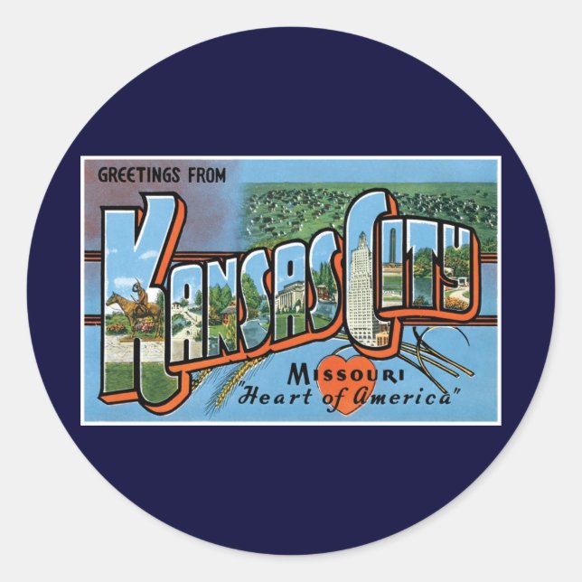 Grüße aus Kansas City! Runder Aufkleber (Vorderseite)