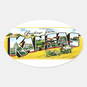 Grüße aus Kansas Ovaler Aufkleber