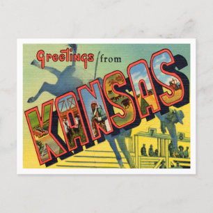 Grüße aus Kansas Vintage Travel Postkarte