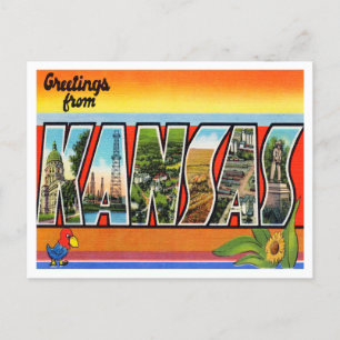 Grüße aus Kansas Vintage Travel Postkarte