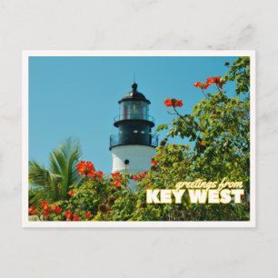 Grüße aus Key West Florida Retro Leuchtturm Postkarte