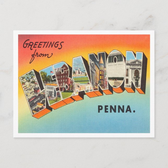 Grüße aus Libanon, Pennsylvania Travel Postkarte (Vorderseite)