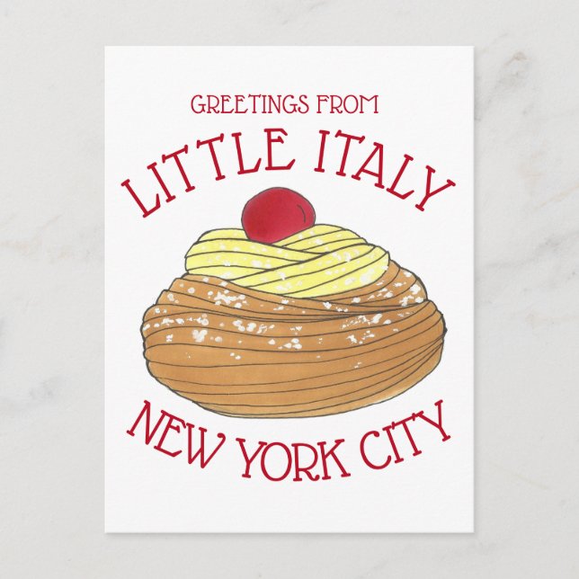 Grüße aus Little Italy New York City Zeppole Postkarte (Vorderseite)