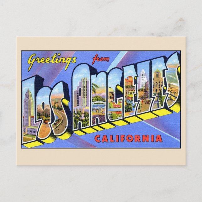 Grüße aus Los Angeles Großbuchstaben Vintag Postkarte (Vorderseite)