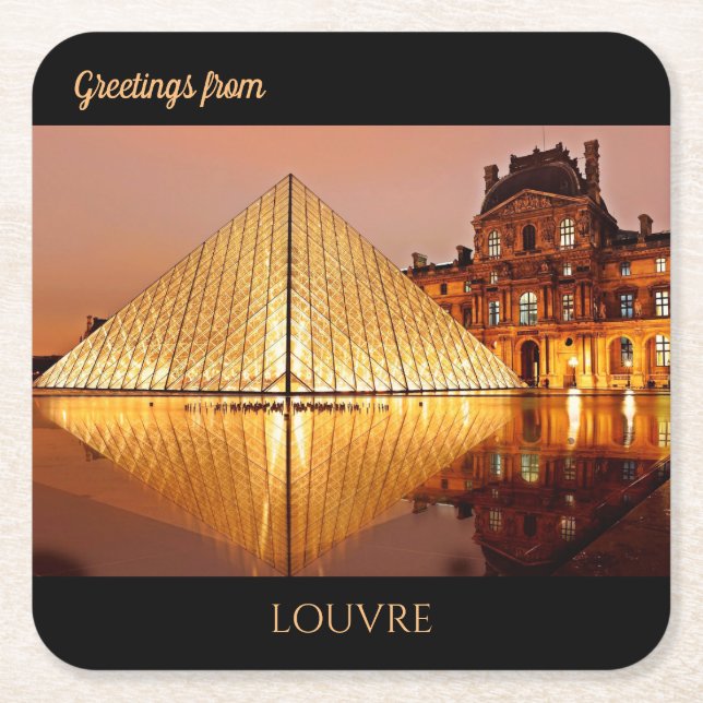 Grüße aus Louvre Rechteckiger Pappuntersetzer (Vorderseite)