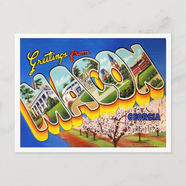 Grüße aus Macon, Georgia Vintage Travel Postkarte (Vorderseite)