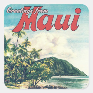 Grüße aus Maui, Hawaii Quadratischer Aufkleber