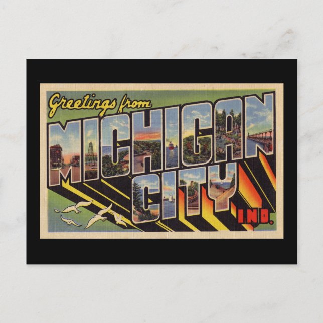 Grüße aus Michigan City Indiana Postkarte (Vorderseite)