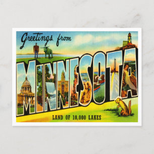 Grüße aus Minnesota Vintage-Reisepostkarte Postkarte